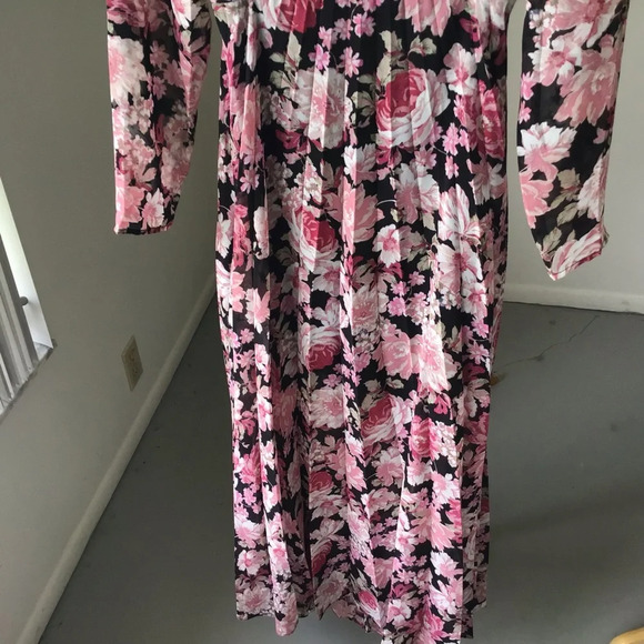 Bardot pleated floral midi dress cutout long sleeves Size 8 Size M - Picture 5 of 9